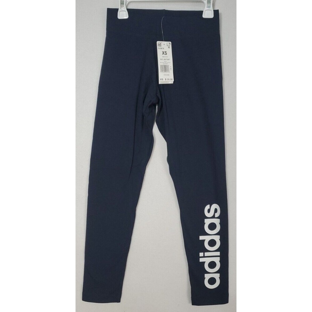 Adidas Essentials Linear Tights Navy Blue DU0676 Women's Size XS NWT!